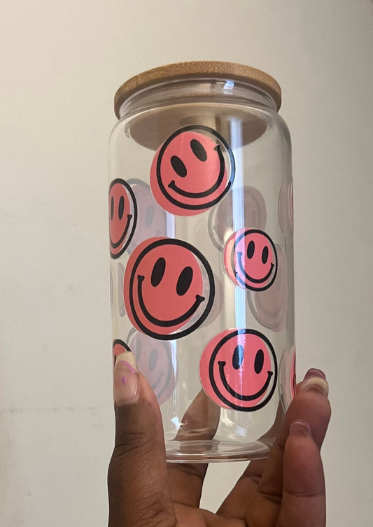 Red Smiley Face Ice Coffee Cup