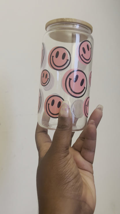 Red Smiley Face Ice Coffee Cup