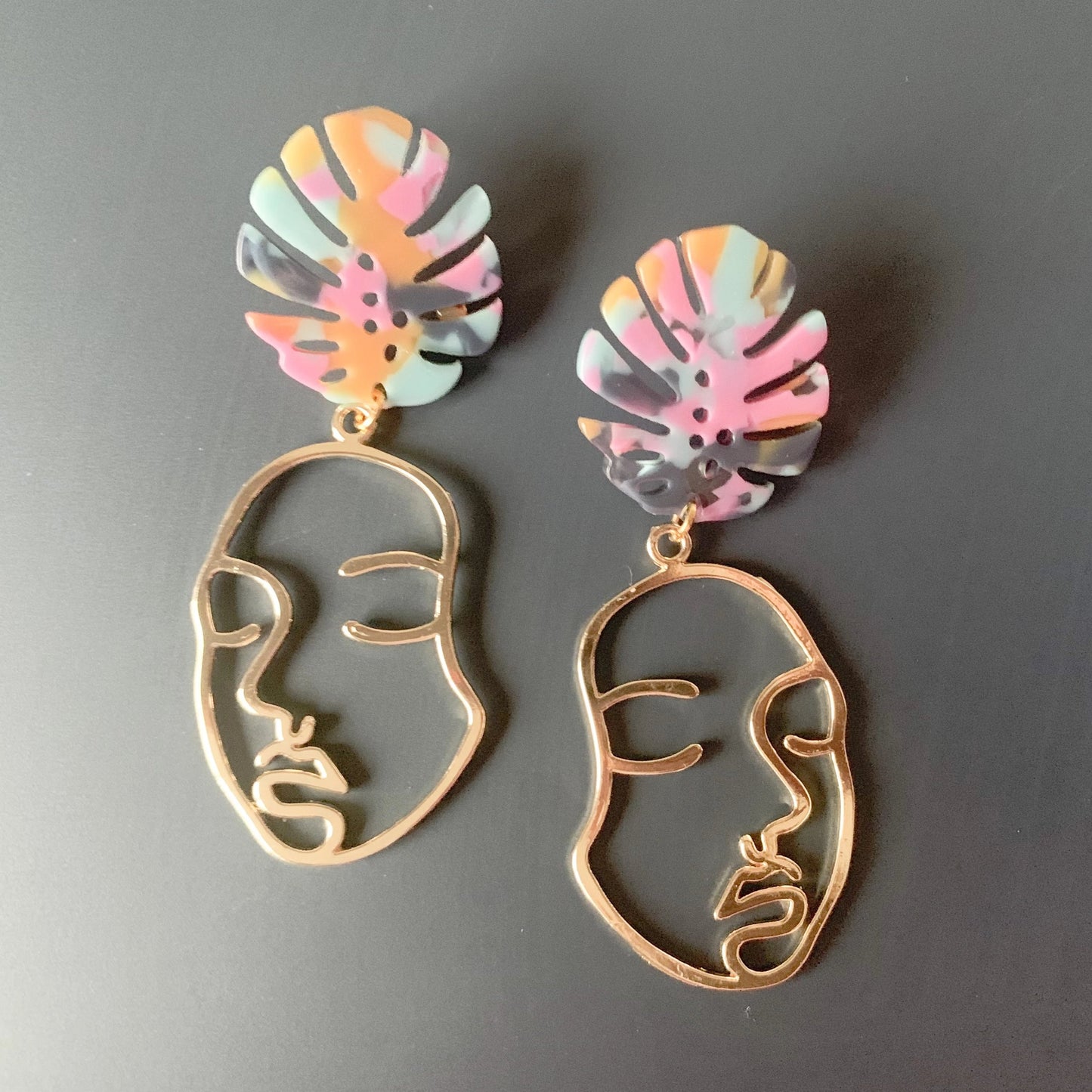 Mrs. Gele // Brass & Acrylic Earrings