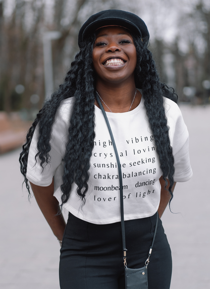 High Vibing Cropped T-Shirt - White