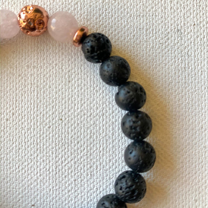 Luxe Noir // Pink Jade and Lava Bracelet