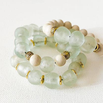 Innocent / Recycled Glass & Agate Bracelet