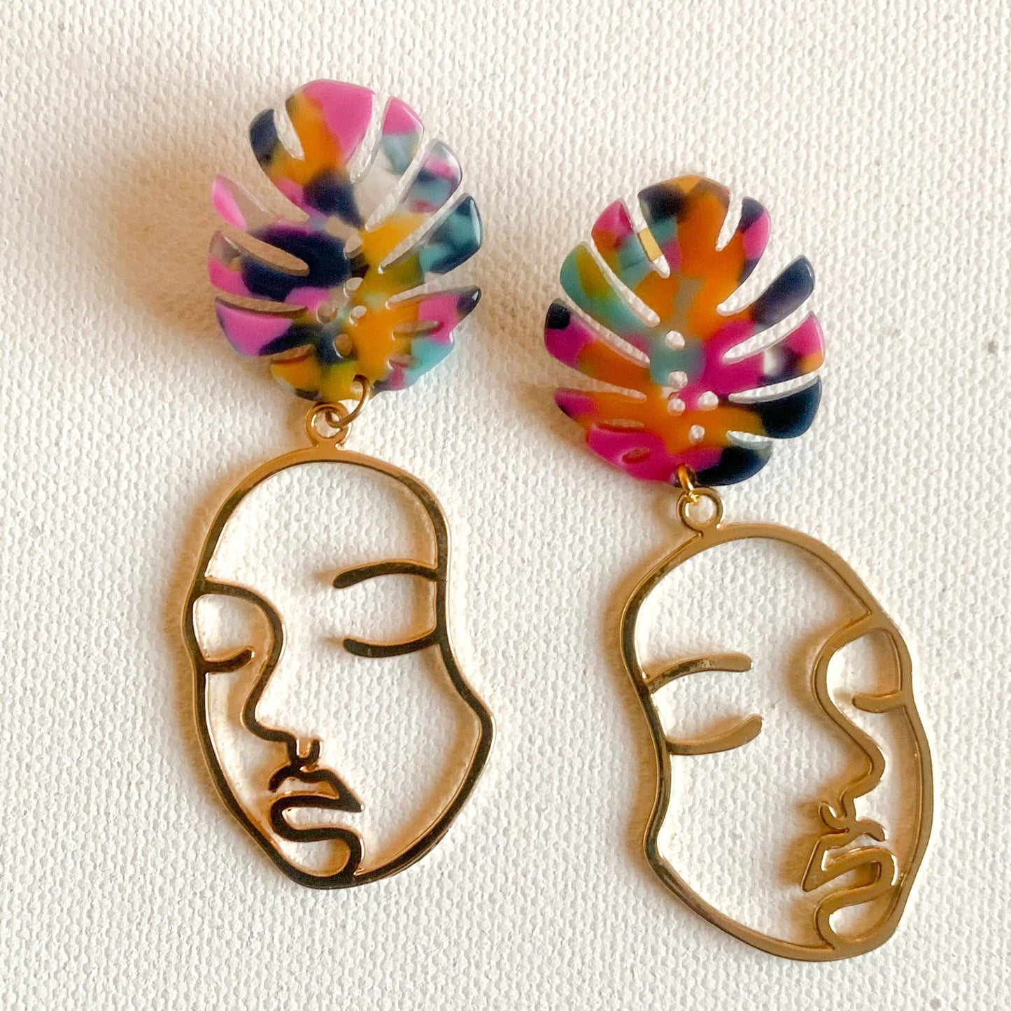Mrs. Gele // Brass & Acrylic Earrings