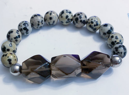 Adiaha’s Joy Smokey Quartz and Dalmatian Jasper Bracelet