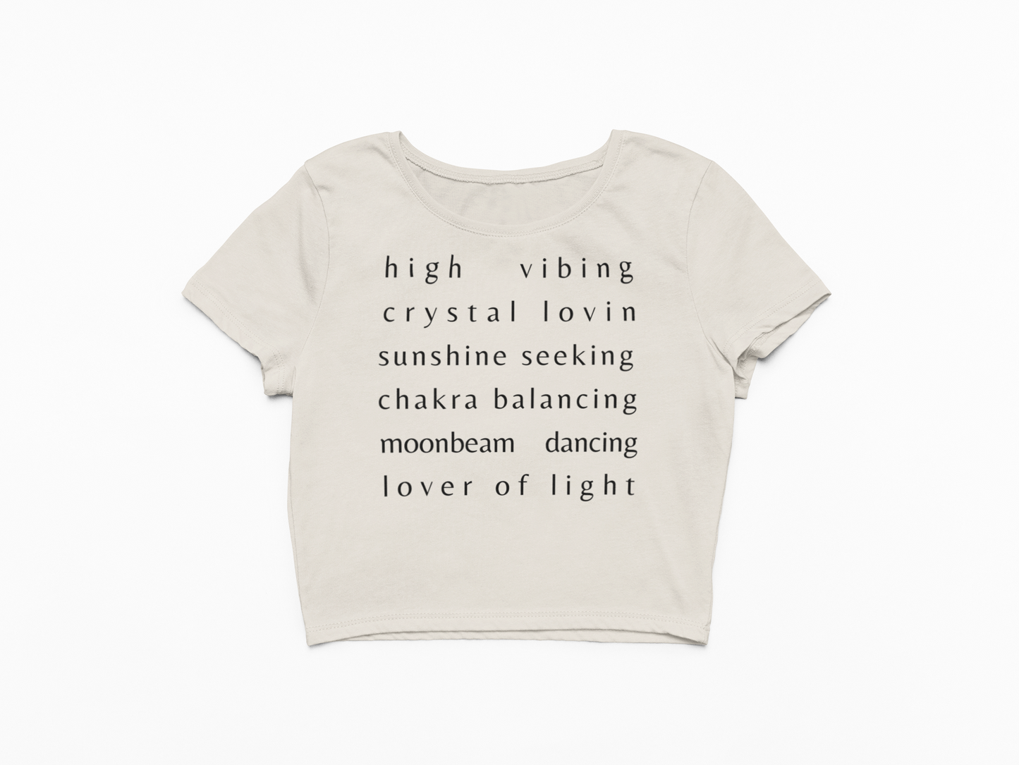 High Vibing Cropped T-Shirt - Beige