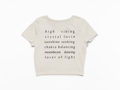 High Vibing Cropped T-Shirt - Beige